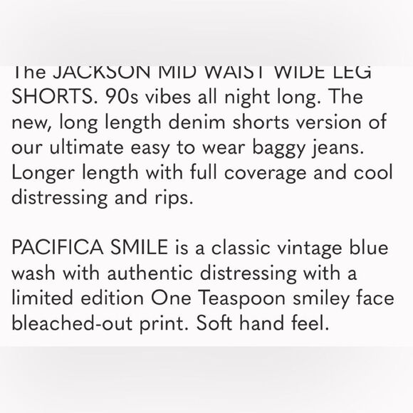 One Teaspoon Free People Jacksons Mid Waist Wide Leg Denim 90’s Shorts 33 NWT - Picture 4 of 13